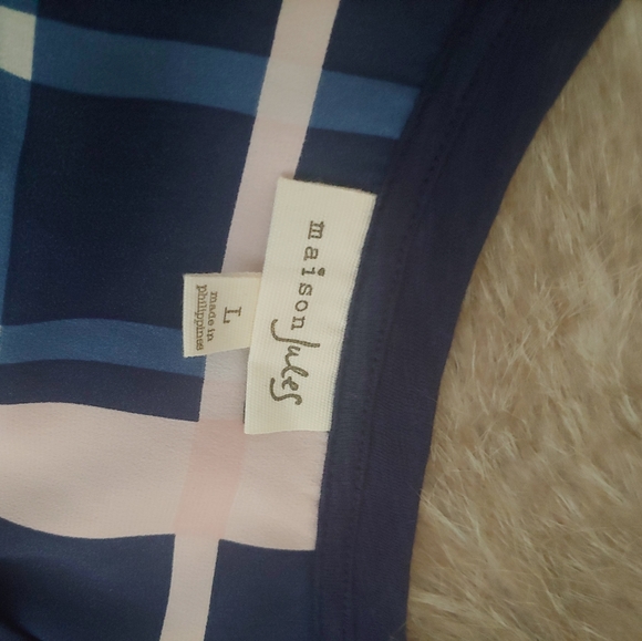 New maison Jules blue scoopneck t-shirt plaid